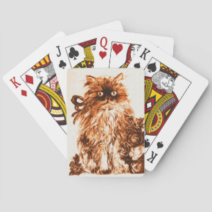 Baraja De Cartas KITTEN CON ROSAS, Sepia Marrón Blanco