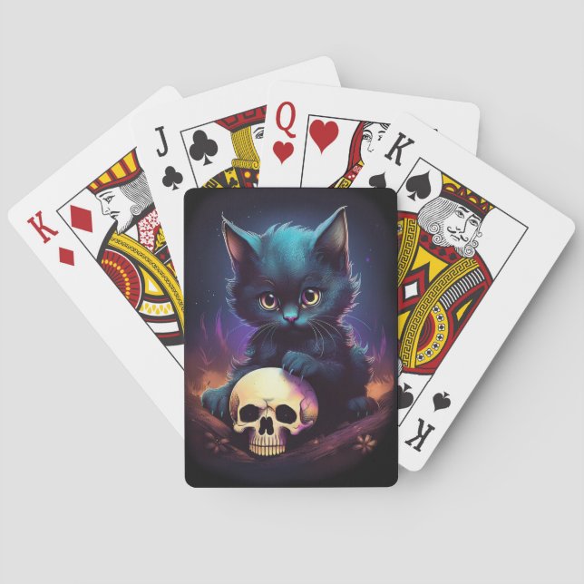 Baraja De Cartas Kitten Horror Skull (Reverso)