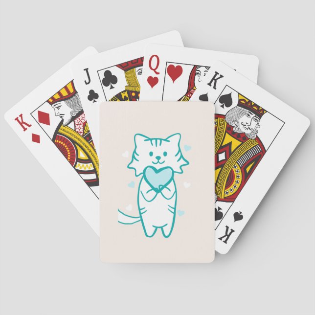 Baraja De Cartas Kitty verde azulado (Reverso)