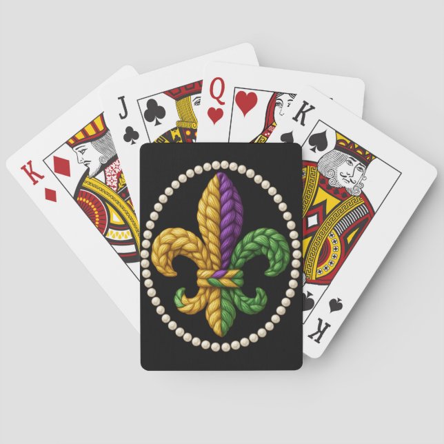 BARAJA DE CARTAS KNITTED LOOK MARDI GRAS FLEUR DE LIS (Reverso)