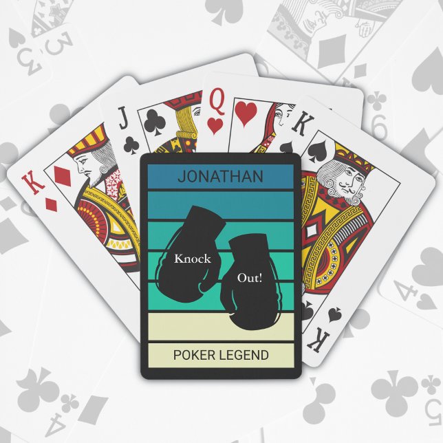 Baraja De Cartas Knock Out Poker Leyenda Guantes de Boxeo Monograma (Personalize with name and text)
