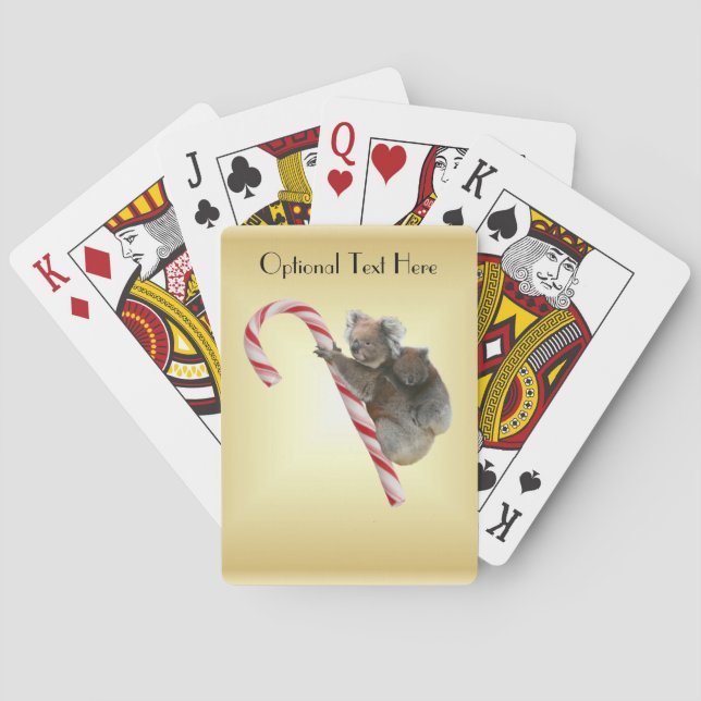 Baraja De Cartas Koala Bear y Joey Cub Candy Cane (Reverso)