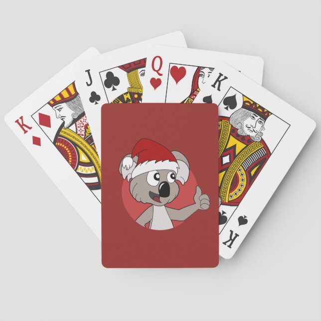 Baraja De Cartas Koala de dibujos animados de Navidad (Reverso)