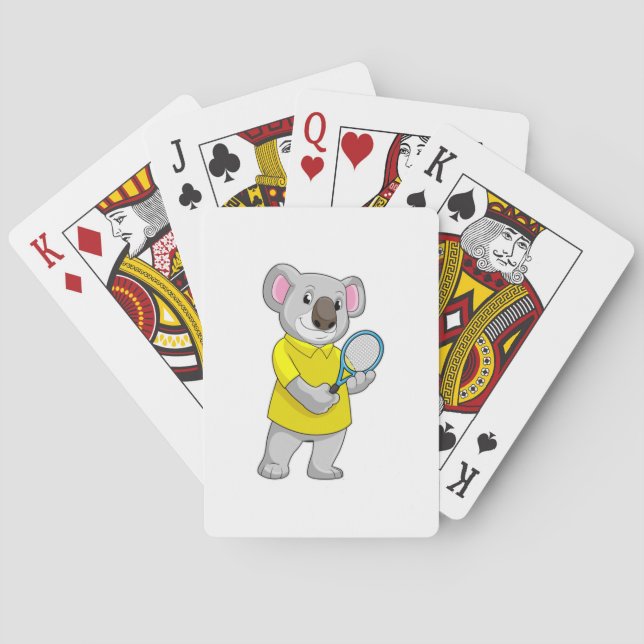 Baraja De Cartas Koala en tenis con raqueta de tenis (Reverso)