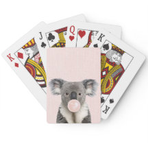 Koala lustrando un chicle rosado