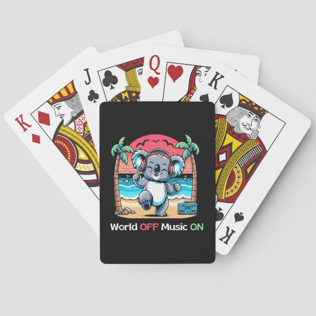 Baraja De Cartas Koala Vibrando en la Playa (Reverso)