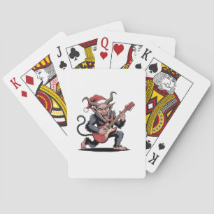 Baraja De Cartas Krampus Malvado Tocando Música Eléctrica con Guita