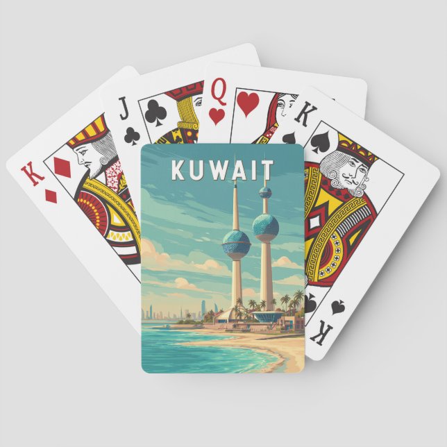 Baraja De Cartas Kuwait Illustration Travel Art Vintage (Reverso)