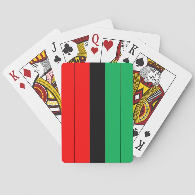 Baraja De Cartas Kwanzaa Colores Rojo Black Stripes Patrón (Reverso)