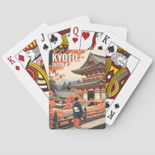 Baraja De Cartas Kyoto Japón Viajes Otoño Templo Retro Personalizad