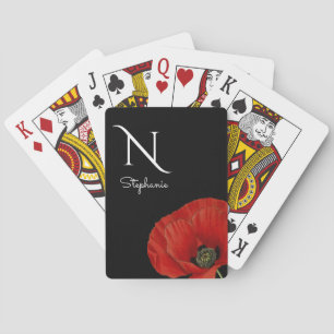 Baraja De Cartas La amapola roja monogramada en negro