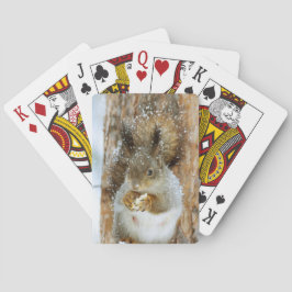 Baraja De Cartas La ardilla suave en un paisaje invernal