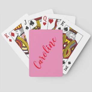 Baraja De Cartas La caligrafía roja rosada simple personalizada