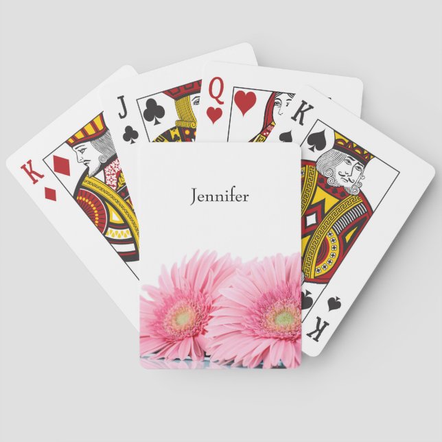 Baraja De Cartas La elegante fotografía de Gerbera Rosa Daisies (Reverso)