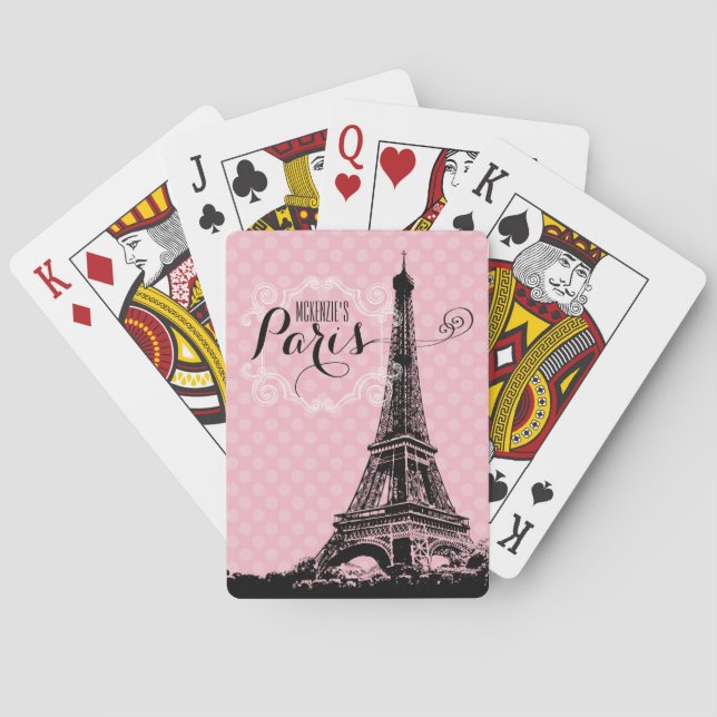 Baraja De Cartas La elegante torre Eiffel de París Añadir nombre (Reverso)