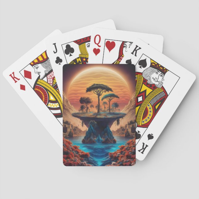 Baraja De Cartas La isla al atardecer. (Reverso)