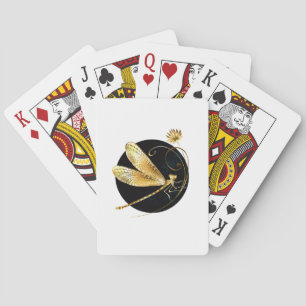 Baraja De Cartas La libélula dorada en círculo negro