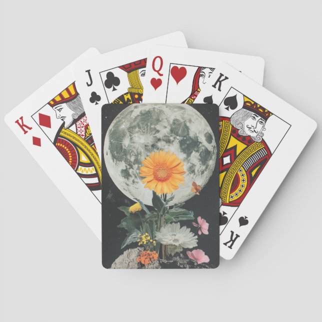Baraja De Cartas La Luna florece sobre el encanto rústico (2) (Reverso)