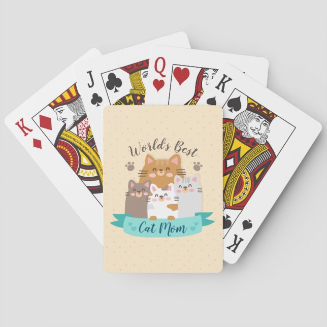 Baraja De Cartas La mejor mamá gata del mundo - gatitos curados (Reverso)