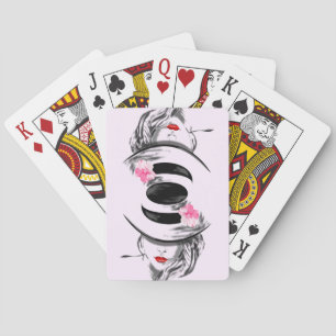 Baraja De Cartas La mujer que juega las tarjetas de tus colores