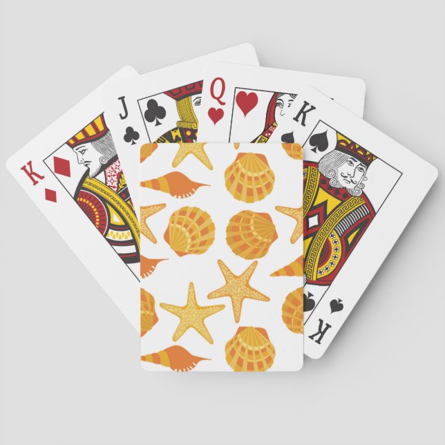 Baraja De Cartas La playa anaranjada Shell modela (Reverso)