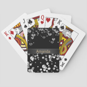 Baraja De Cartas La polka de oro se pega sobre un fondo negro . jug