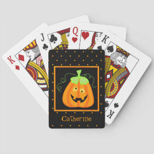 Baraja De Cartas La sabia calabaza de Halloween en negro