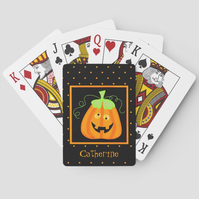 Baraja De Cartas La sabia calabaza de Halloween en negro (Reverso)