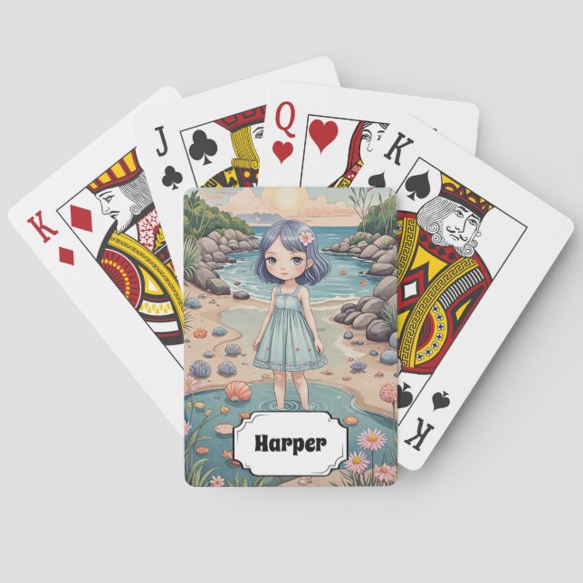 Baraja De Cartas La vida de los peatones de playa personalizada (Reverso)