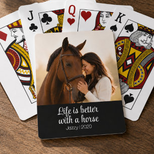 Baraja De Cartas La vida es mejor con un guión de monograma de caba