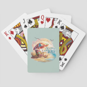 Baraja De Cartas La vida es mejor en la estética costera de la play