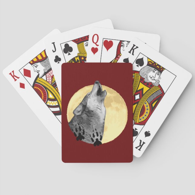 Baraja De Cartas La vida salvaje jugando a las cartas, el lobo grit (Reverso)