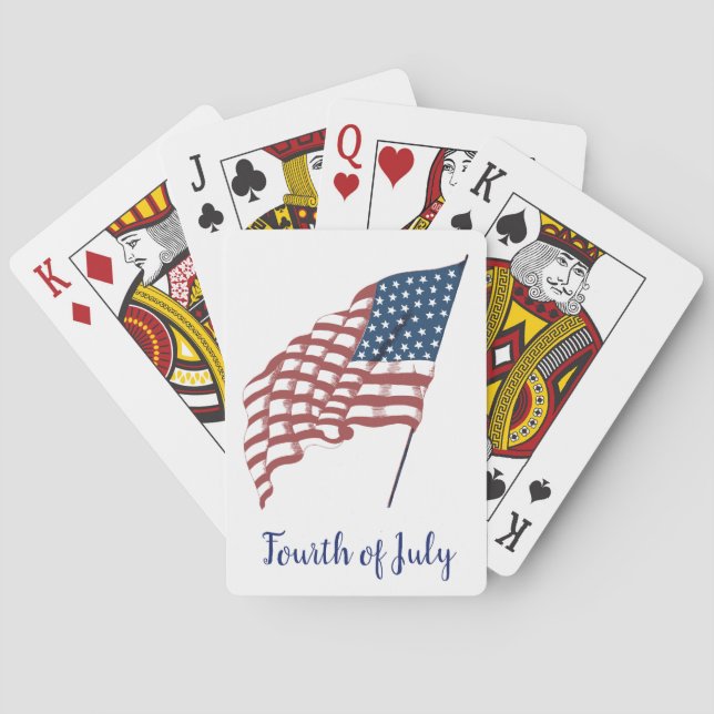 Baraja De Cartas La vieja bandera patriotica estadounidense ondeand (Reverso)