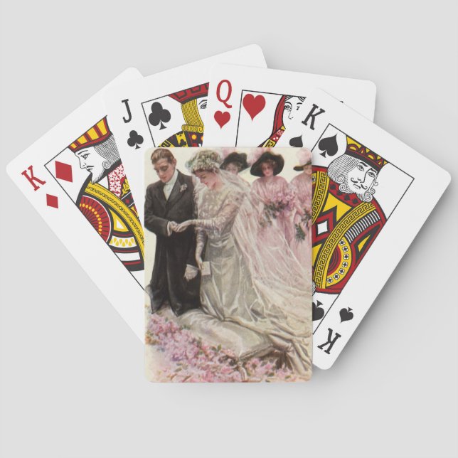 Baraja De Cartas La vieja ceremonia de Boda victoriana Novia y Groo (Reverso)