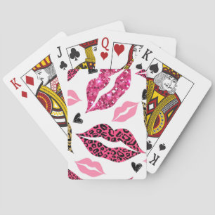 Baraja De Cartas Labios brillantes: Patrón de moda Leopard