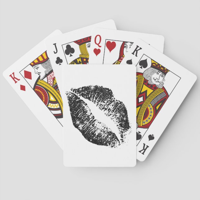Baraja De Cartas Labios de Purpurina Negros (Reverso)