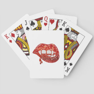 Baraja De Cartas Labios de vampiro en falso Purpurina con sangre go