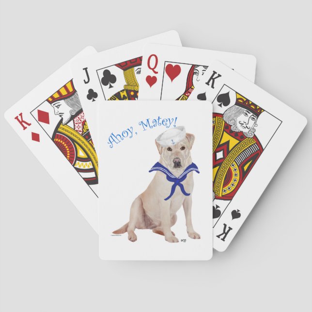 Baraja De Cartas Labrador Retriever Amarillo Marinero (Reverso)