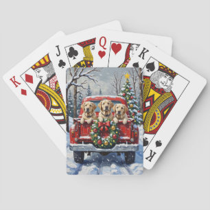 Baraja De Cartas Labrador Retriever Navidad Camión Rojo Fiesta