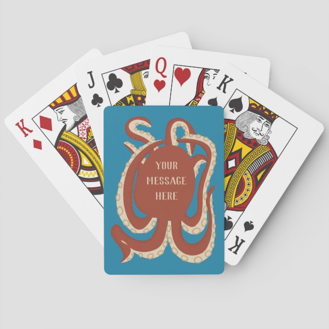Baraja De Cartas Ladrillo rojo Octopus tu mensaje gráfico (Reverso)