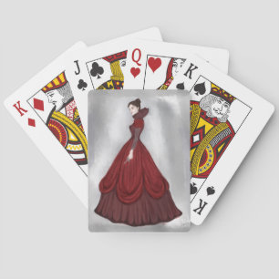 Baraja De Cartas Lady In Red Poster más grande Postcard