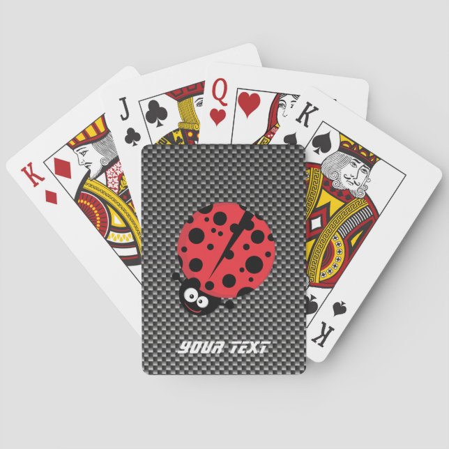 Baraja De Cartas Ladybug; Faux Carbon Fibra (Reverso)
