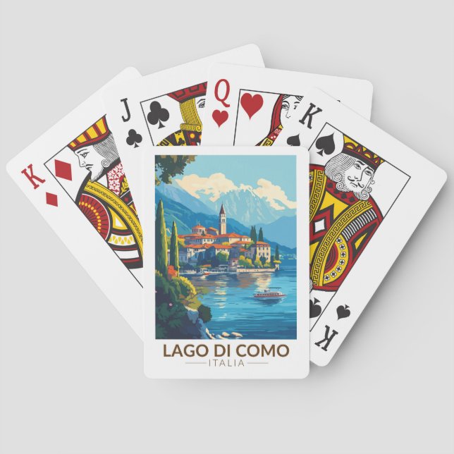 Baraja De Cartas Lago de Como Italia Lombardia Viaje Arte Vintage (Reverso)
