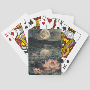 Baraja De Cartas Lago de Loto bajo la Luz de la Luna (4)