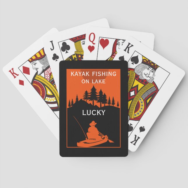 Baraja De Cartas Lago Kayak Y Pesca De Río (Reverso)