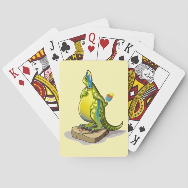 Baraja De Cartas Lambeosaurus Parado En Una Escala De Peso. (Reverso)