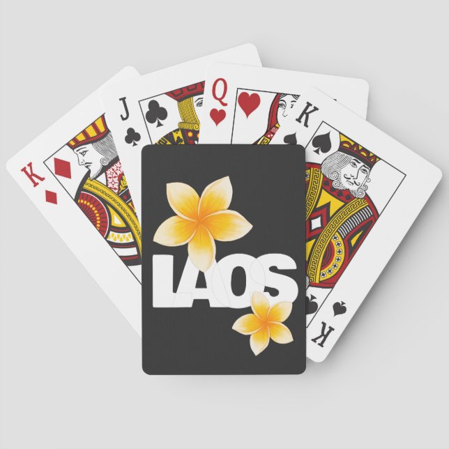 Baraja De Cartas Laos Love Frangipani Flower White and Black (Reverso)