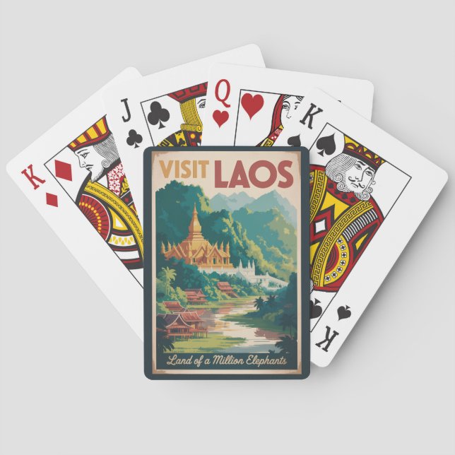 Baraja De Cartas Laos Pha That Luang Illustration Travel Art (Reverso)