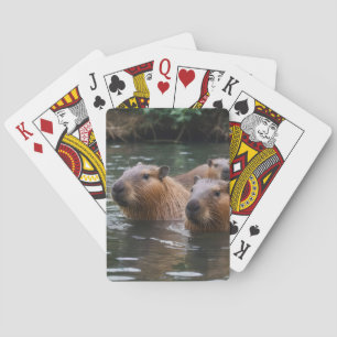 Baraja De Cartas Las capybaras nadando en el río, 