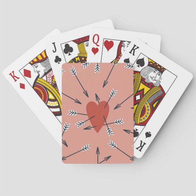 Baraja De Cartas Las flechas del corazón hechas a mano. (Reverso)